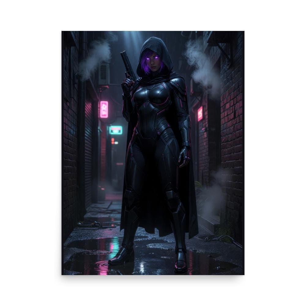 Cyberpunk Hooded Assassin Poster