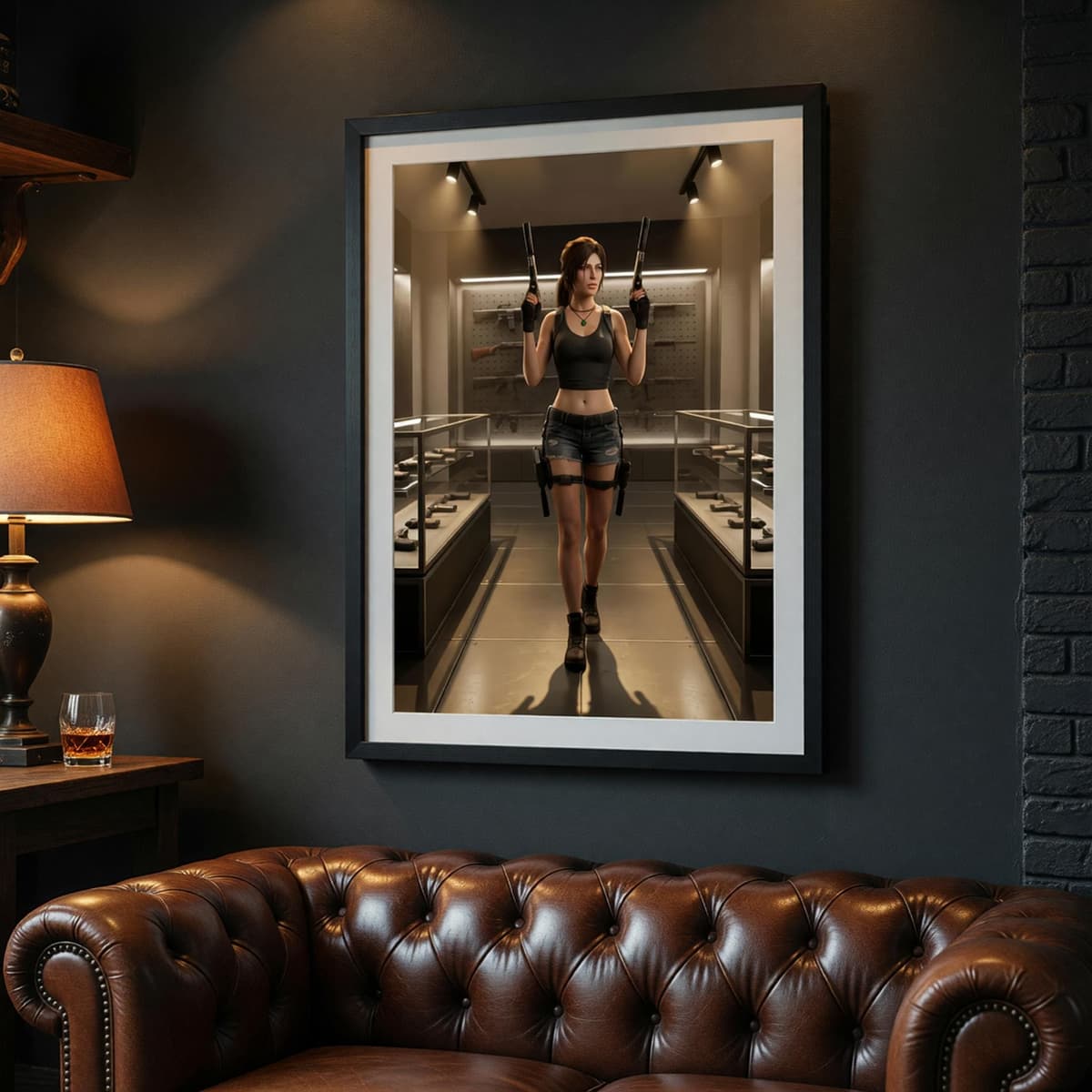 Explorer Gun Room Poster | Armed Treasure Hunter Wall Art (Matte Print)