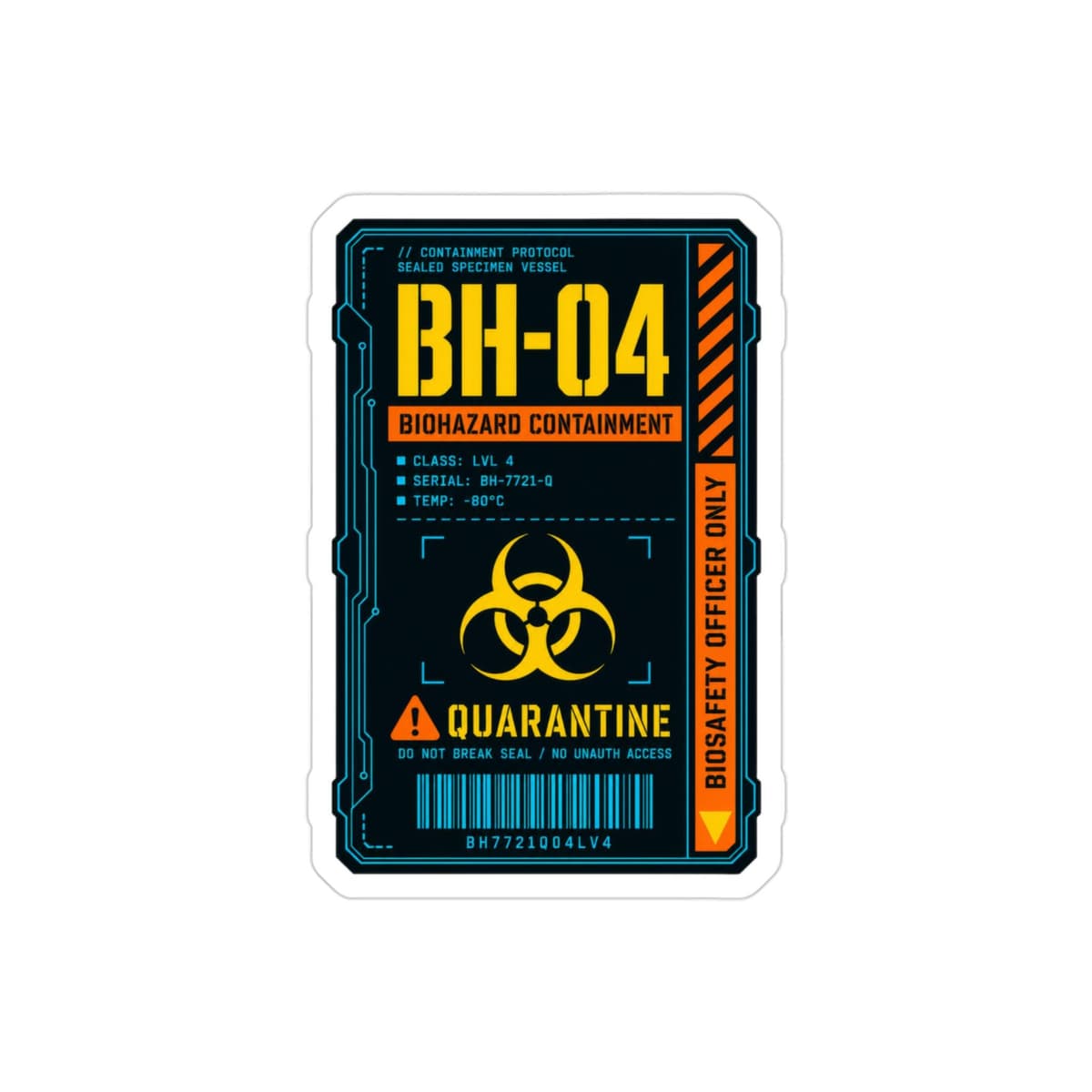 BH-04 Biohazard Containment Sci-Fi Decal Sticker | Quarantine Warning Tag Vinyl Decal
