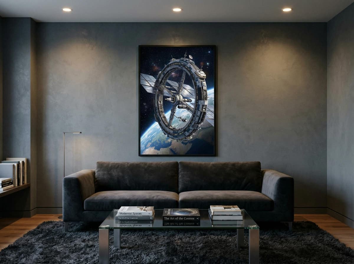 Ring Space Station Poster | Orbital Colony Sci-Fi Wall Art (Enhanced Matte Print)