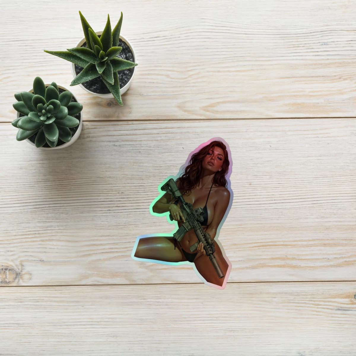 Tactical Girl Bikini AR15 Holographic stickers