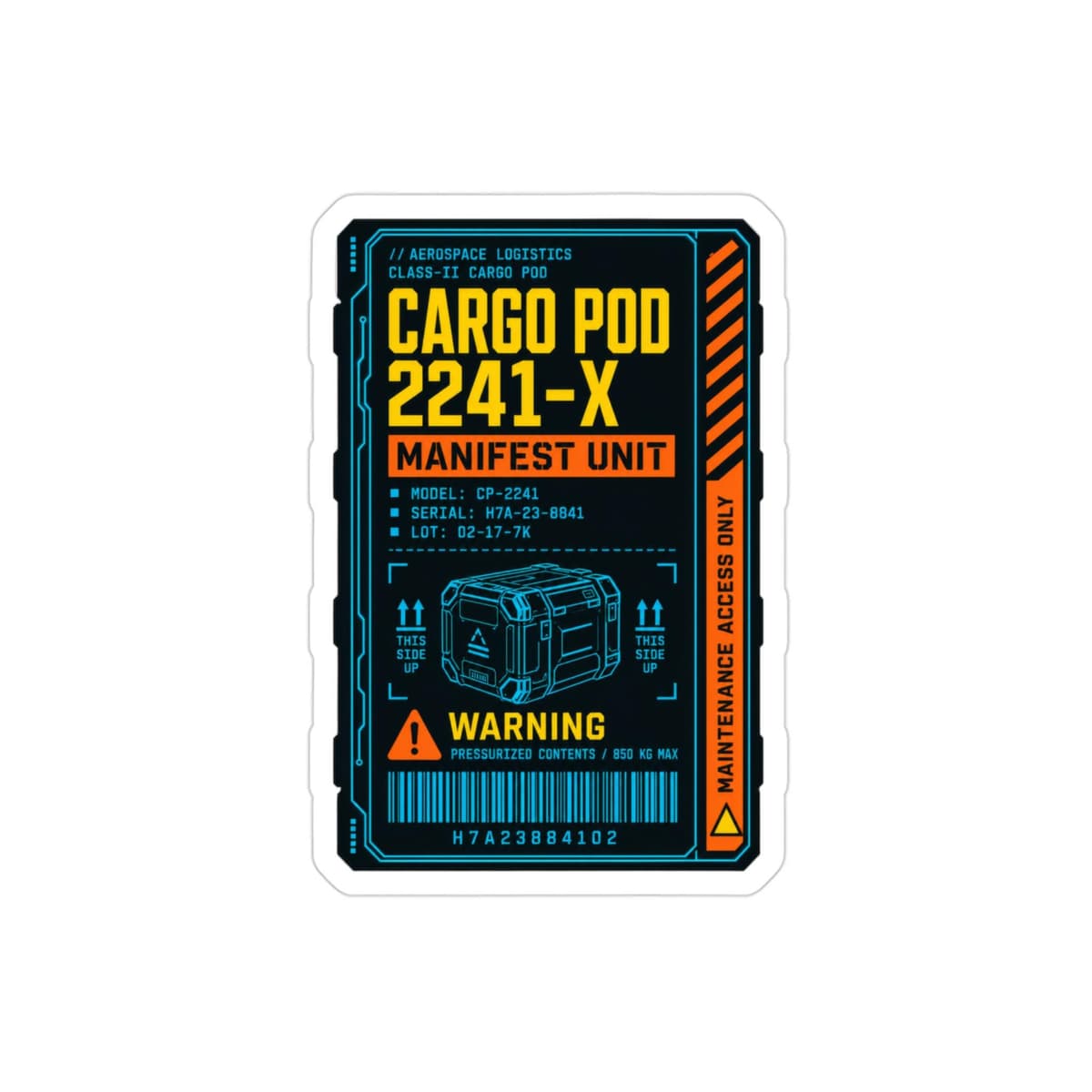 Cargo Pod 2241-X Sci-Fi Decal Sticker | Aerospace Logistics Tag Vinyl Decal