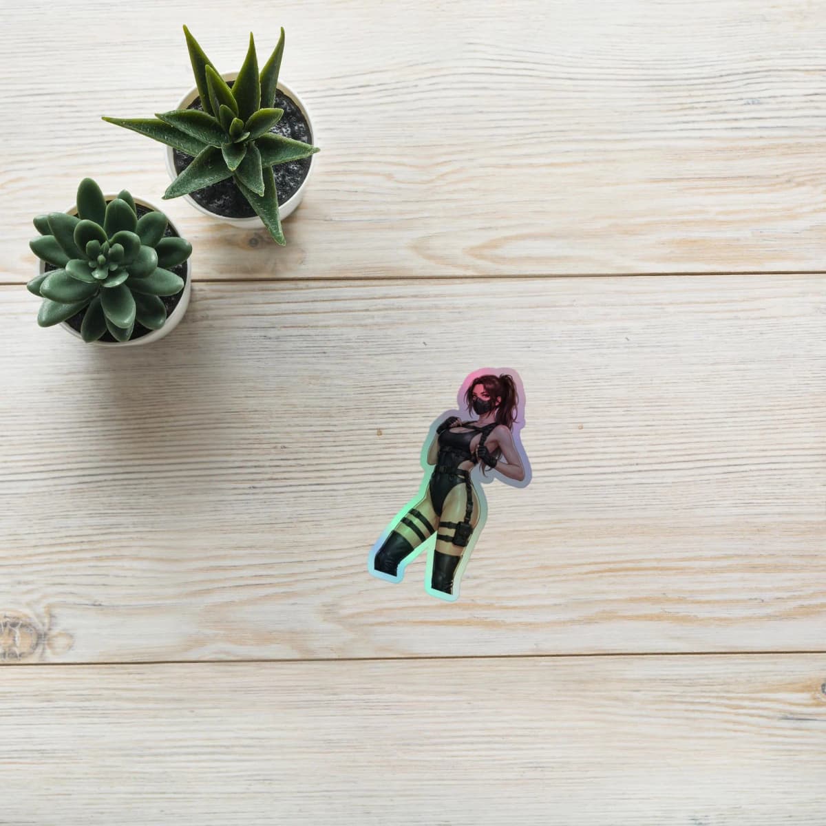 Tactical Girl Harness Strap Holographic Sticker | Operator Pin-Up Iridescent Vinyl Decal