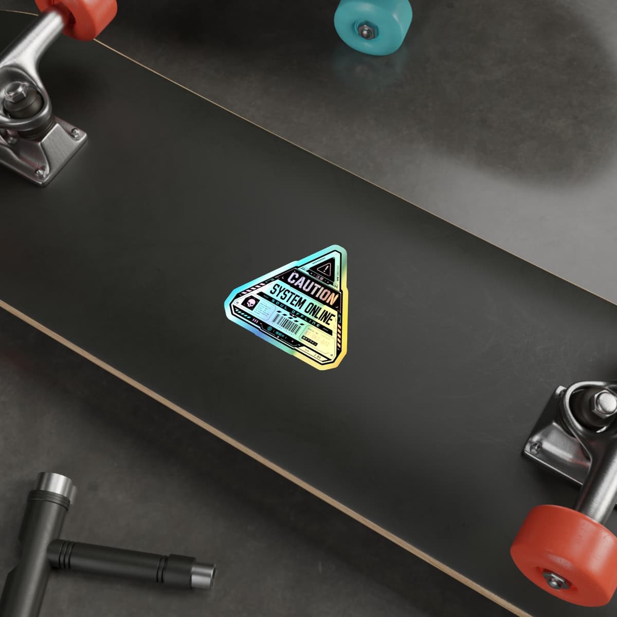 Caution System Online Triangle Holographic Sticker
