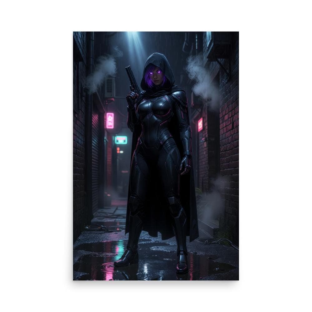 Cyberpunk Hooded Assassin Poster