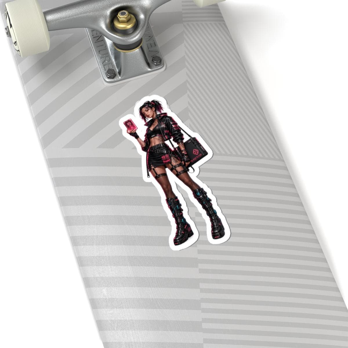Cyberpunk Data Thief Sticker | Hot Pink Y2K Anime Vinyl Decal