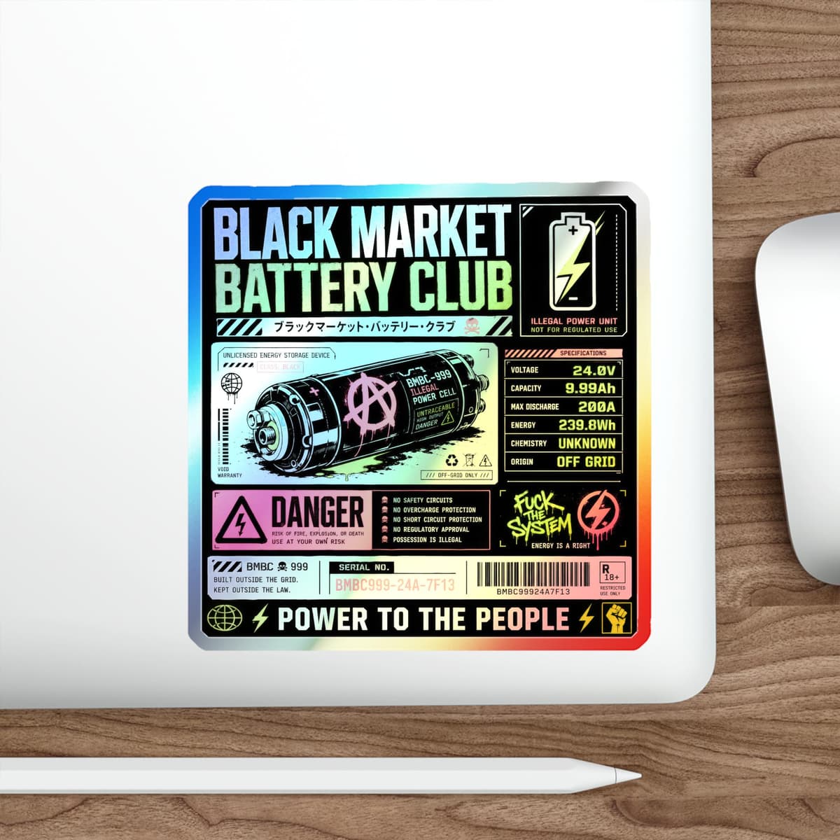 Black Market Battery Club Holographic Sticker