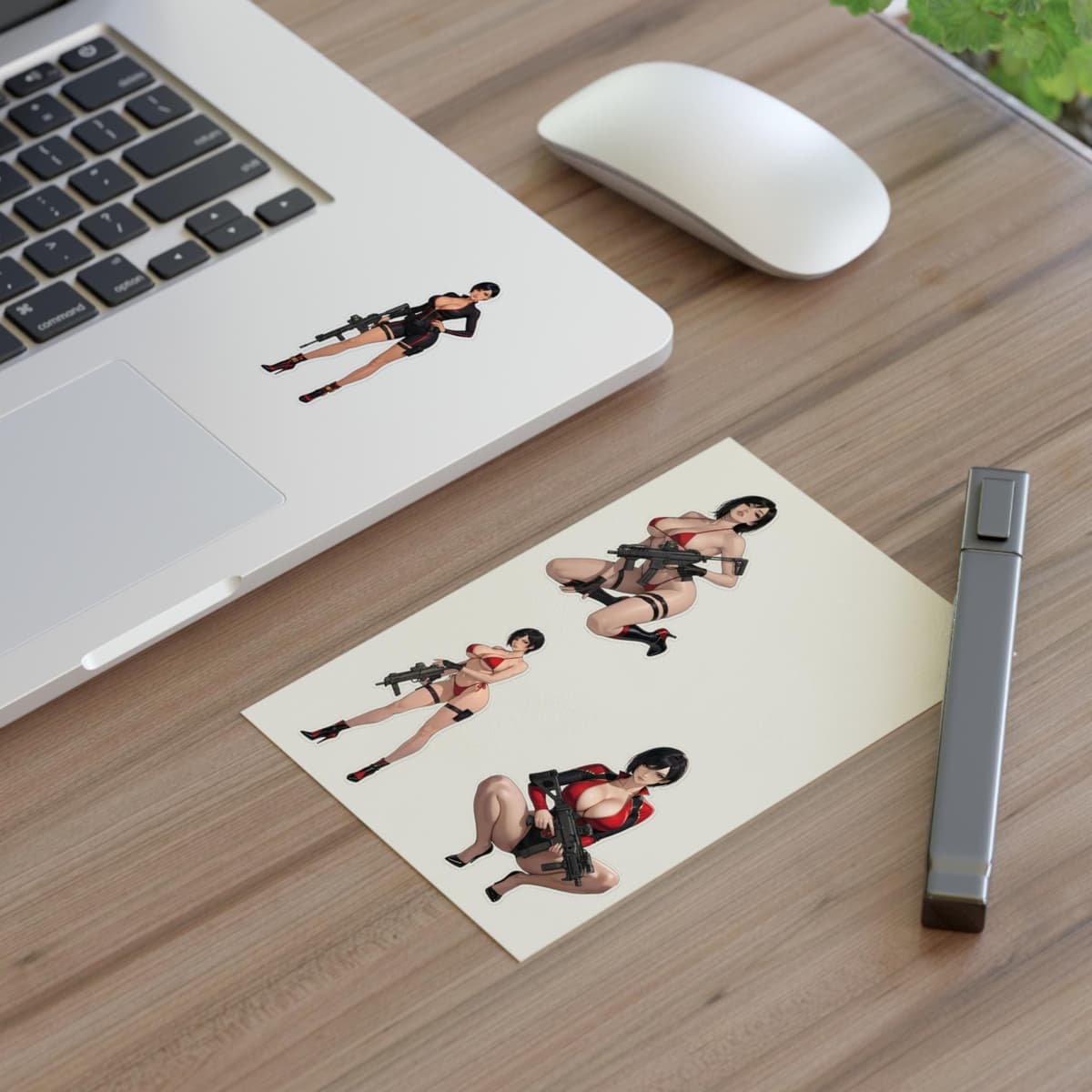 Crimson Spy Girl Holographic Sticker Sheet | Femme Fatale Vinyl Decal Pack