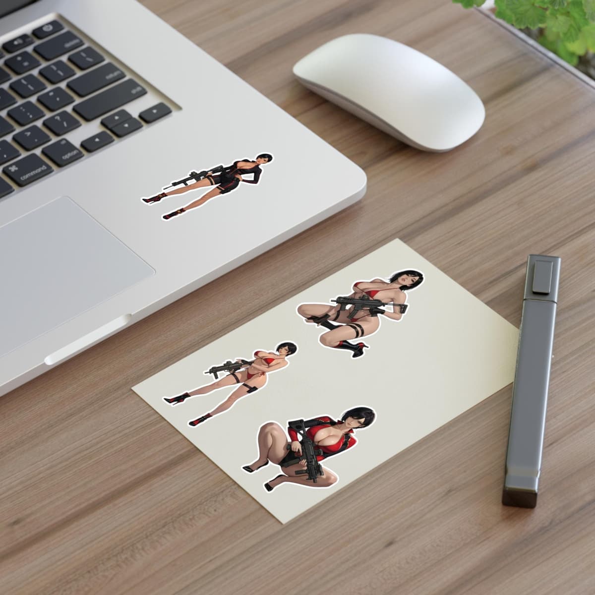 Crimson Spy Girl Holographic Sticker Sheet | Femme Fatale Vinyl Decal Pack