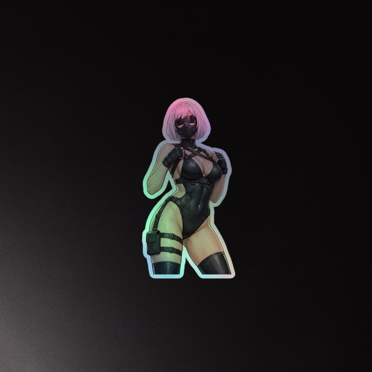 2B Tactical Harness Holographic Sticker | Android Waifu Iridescent Vinyl Decal