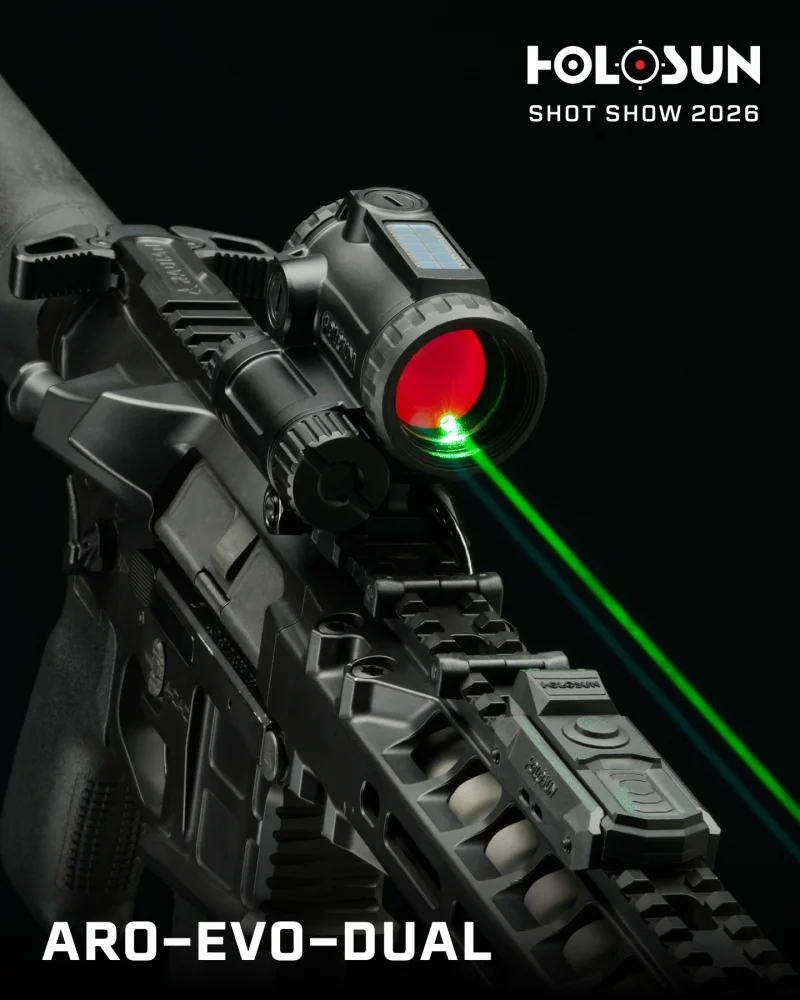 Holosun ARO-EVO-DUAL showing integrated red dot and laser system