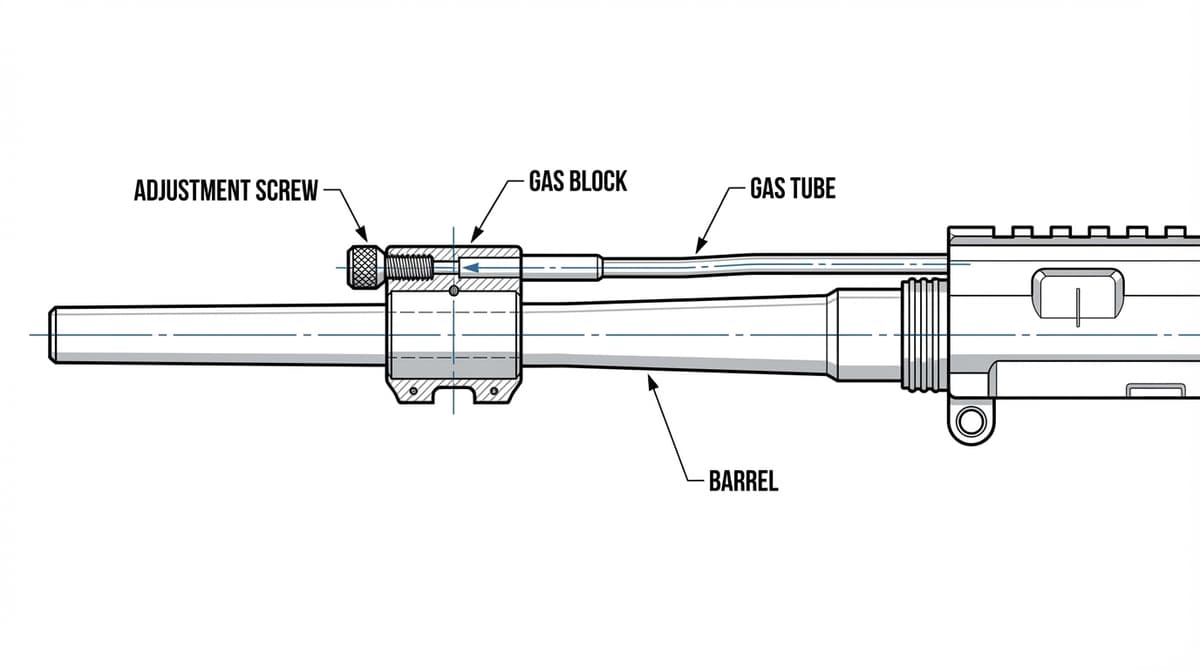 AR-15 adjustable gas block with adjustment screw