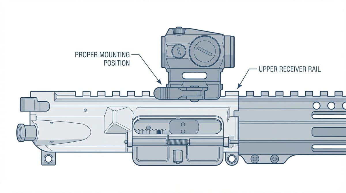Red dot sight mounted on AR-15 picatinny rail