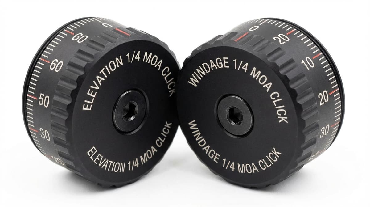 LPVO scope turret caps with adjustment markings