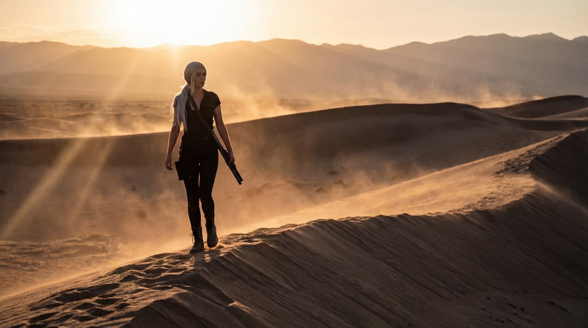 Store hero slide with a desert backdrop