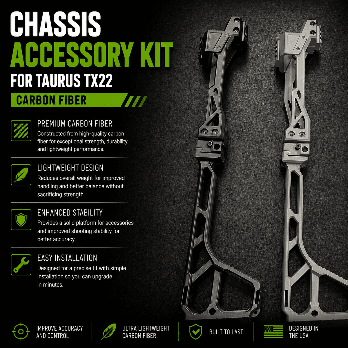 Ether-3D TX22 Carbon Fiber Chassis Accessory Kit