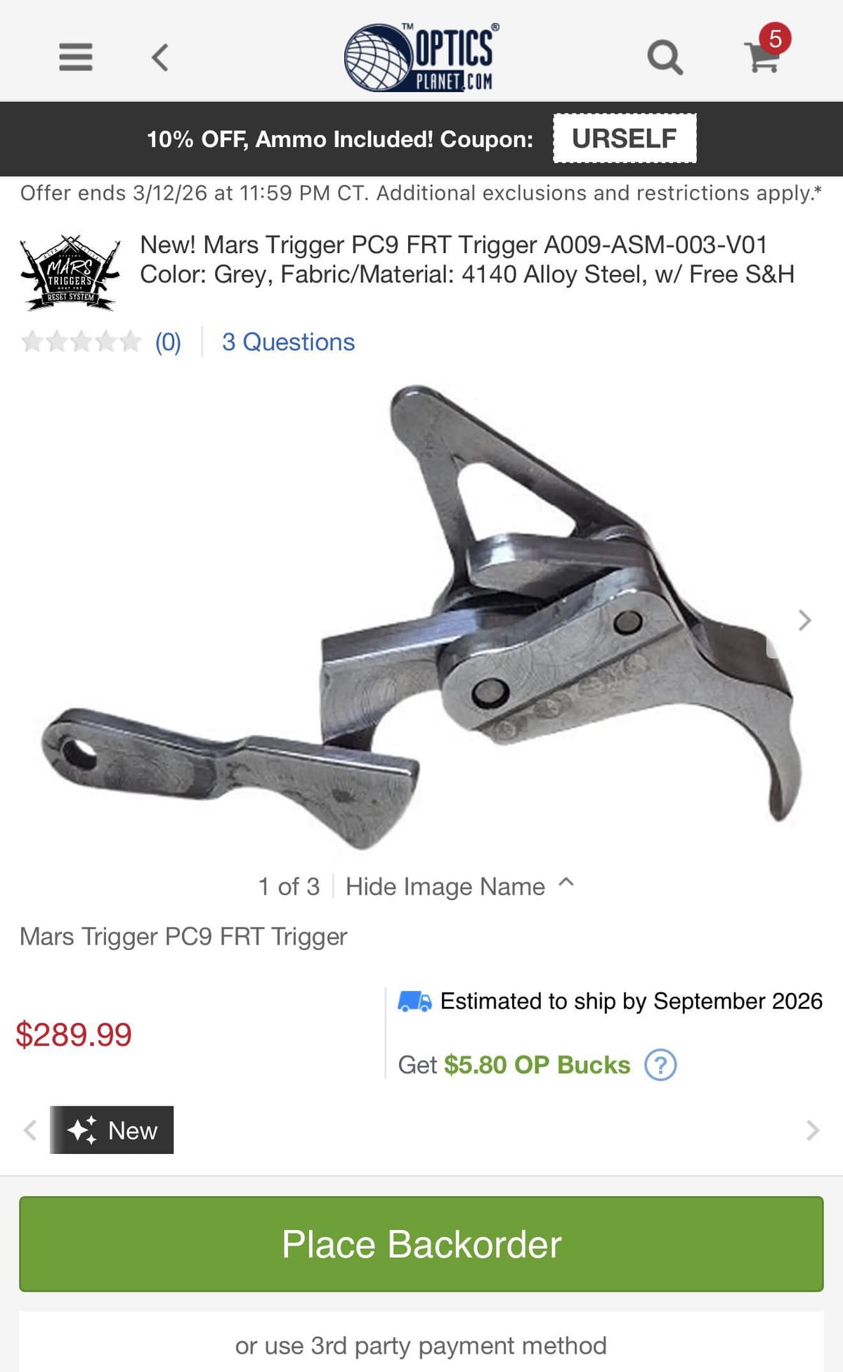 Mars Trigger PC9 FRT product image