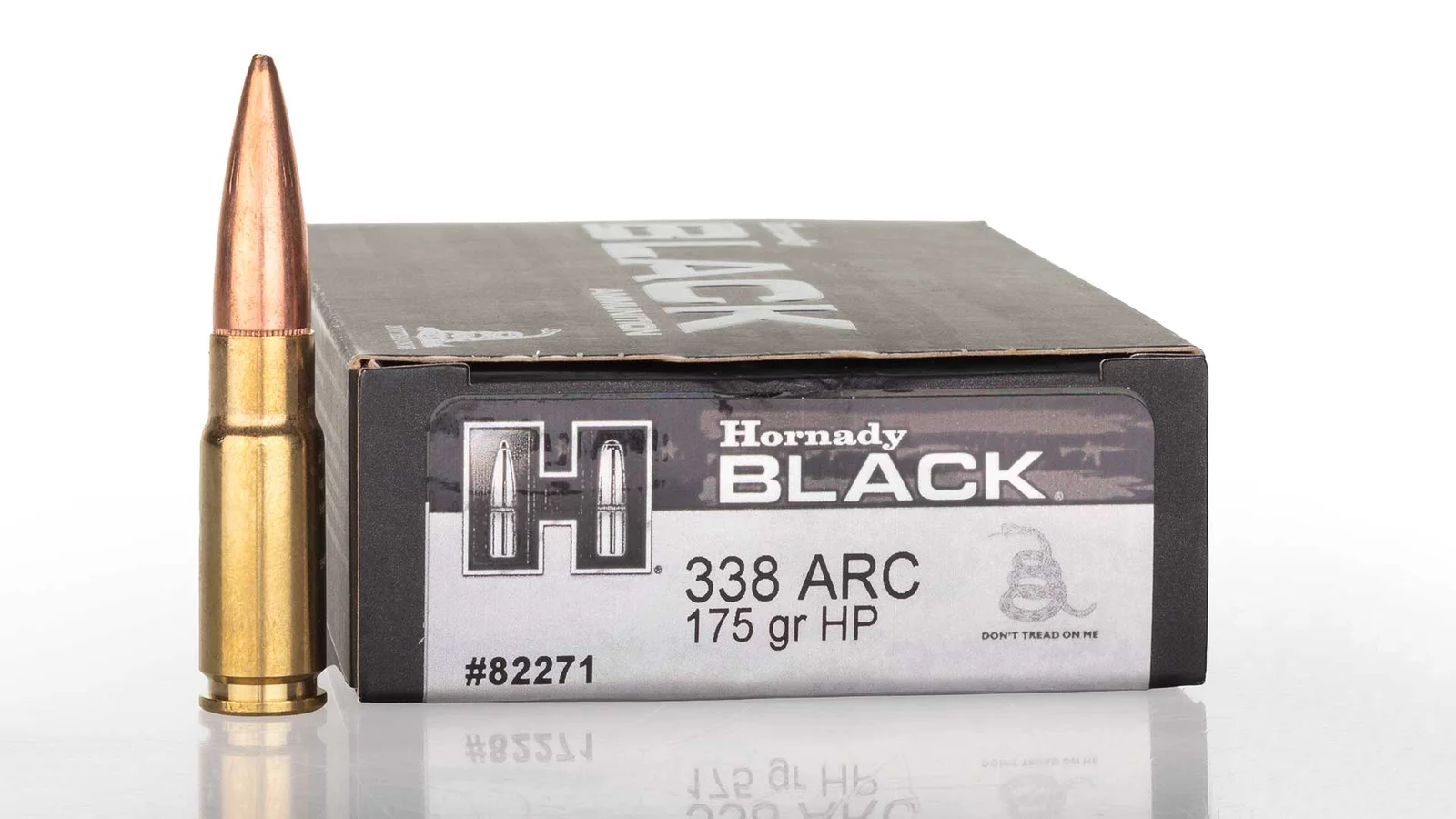 Hornady 338 ARC cartridge next to a Black 175 grain HP Match box, the round that defines the supersonic load