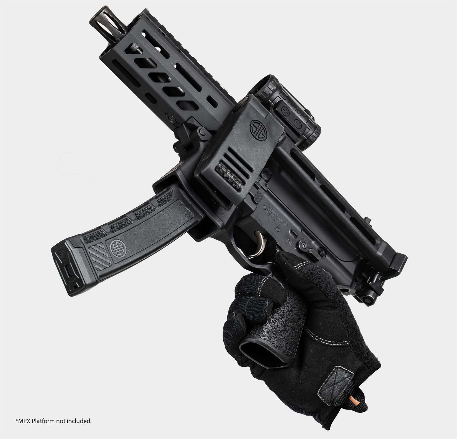 Atrius X-Series forced reset selector installed in a black SIG MPX-K