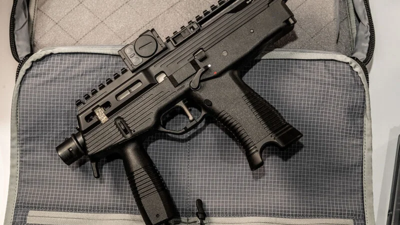 B&T TP9 Pro pistol showing the new aluminum top cover and M-LOK slots