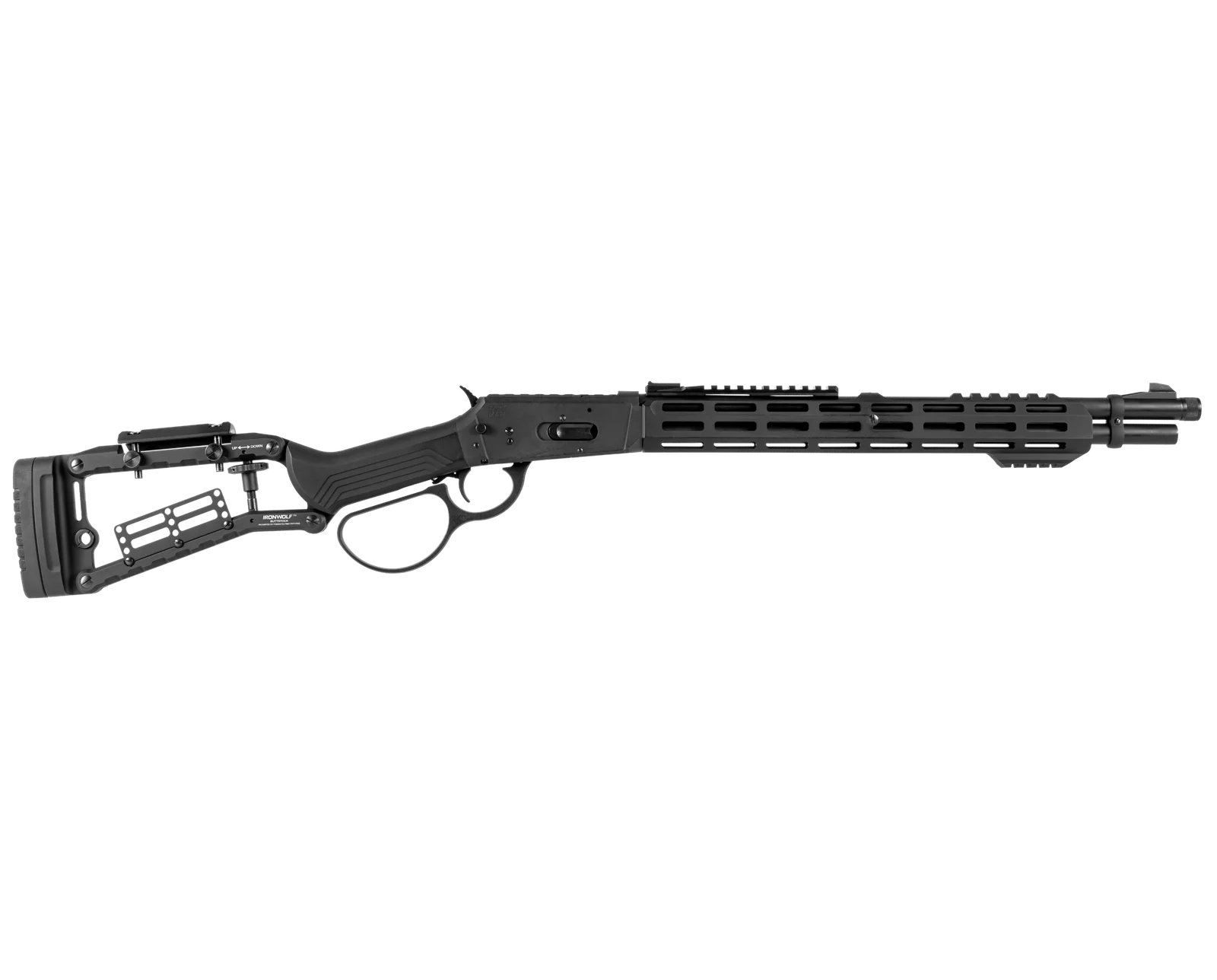 Derya Arms RAN Ironwolf tactical lever-action rifle in black Melonite with aluminum stock and M-LOK handguard