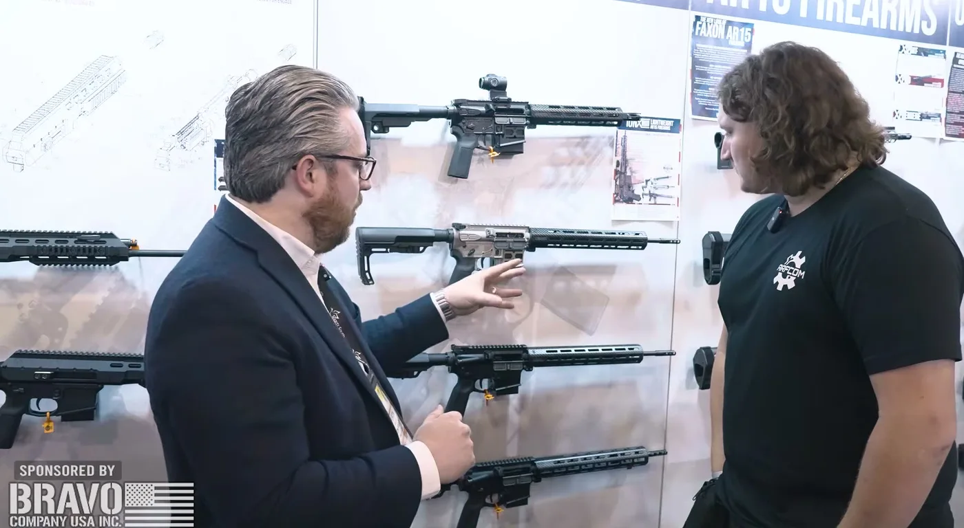 Faxon Firearms booth at SHOT Show 2026 displaying Ion series rifles