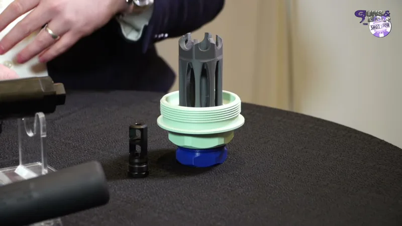 Faxon MuzLok muzzle device showing threading detail