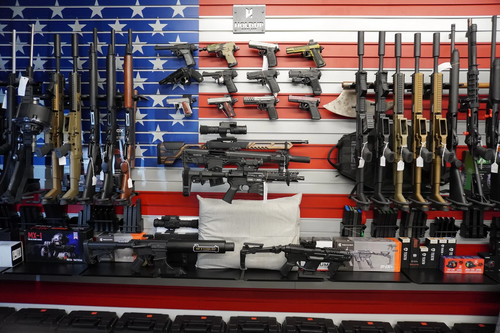 Florida gun store with firearms and accessories on display