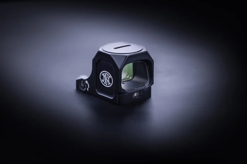 FN PUREVIEW holographic micro red dot sight showing the housing and lens