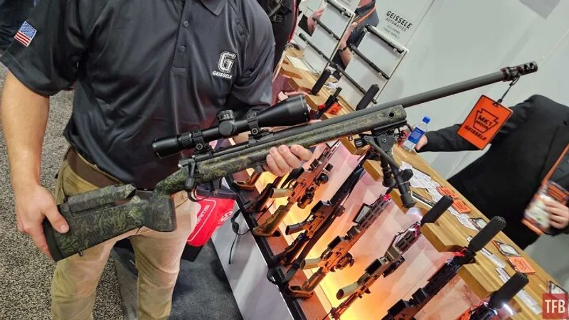 Geissele King Hunter bolt-action rifle with optic on display