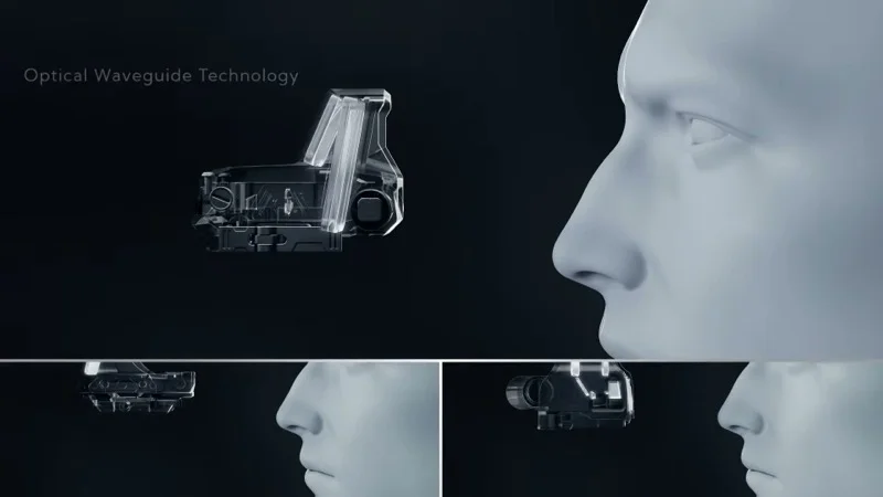 INFITAC OWS-32 waveguide technology diagram showing reduced forward light emission compared to traditional red dot sights
