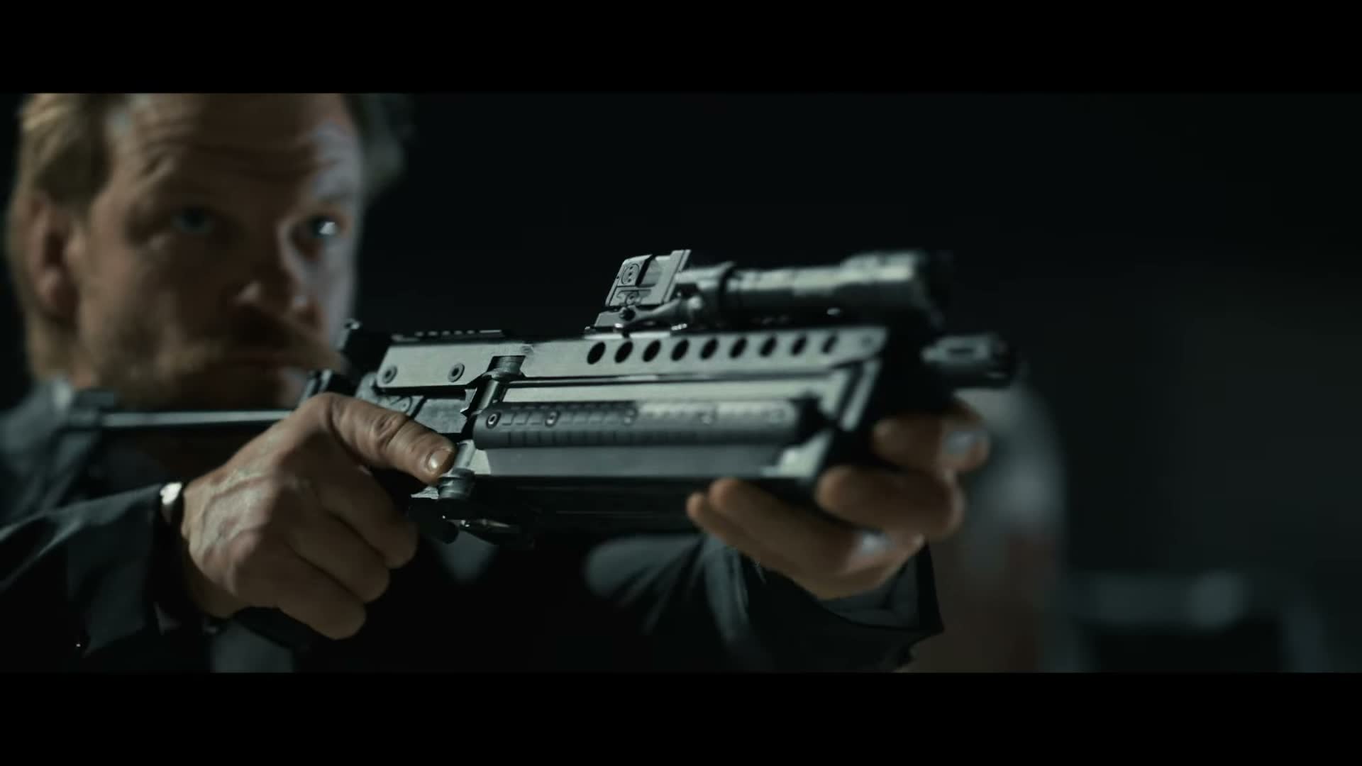 Close-up of the KelTec MP50 with folding stock extended