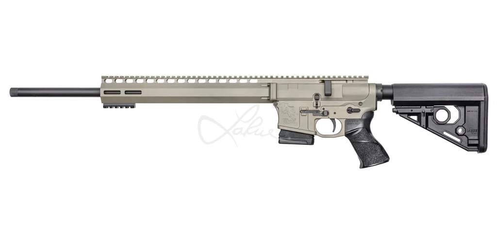 LaRue BAR*NONE bolt-action rifle in FDE with M-LOK handguard, collapsible stock, and AR-pattern lower