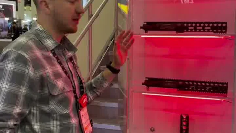 LMT hybrid MRP uppers displayed at SHOT Show 2026 booth