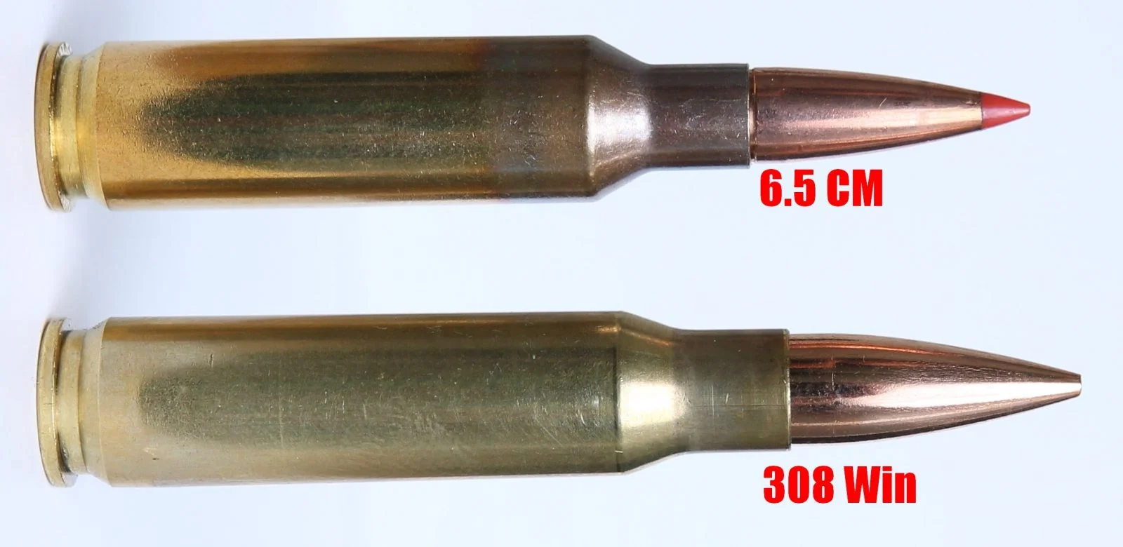 6.5 Creedmoor and 7.62 NATO cartridges side by side, the two calibers the LMT MK24 swaps between