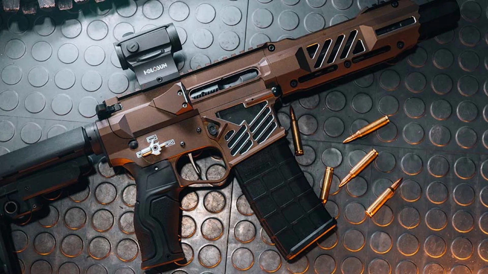 LSD Arms AR pistol configuration showing proprietary receiver design and Cerakote finish