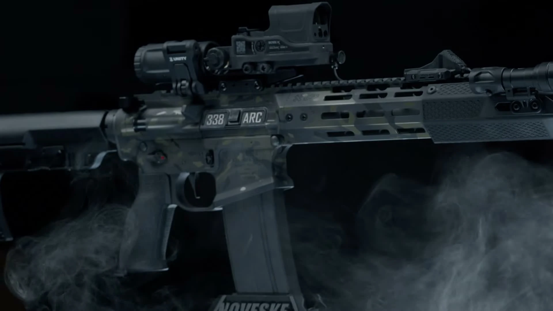 Noveske Gen 5 .338 ARC full rifle profile with Unity optics and heat shield