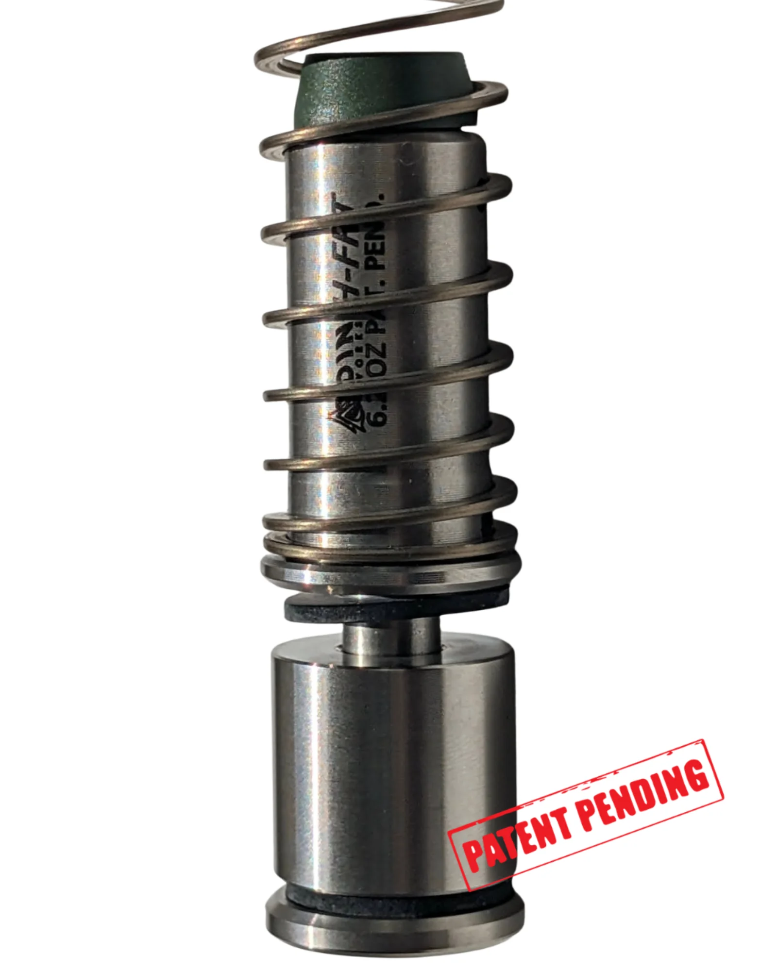 Detail view of the Odin Works H-FRT buffer body and flat wire spring layout
