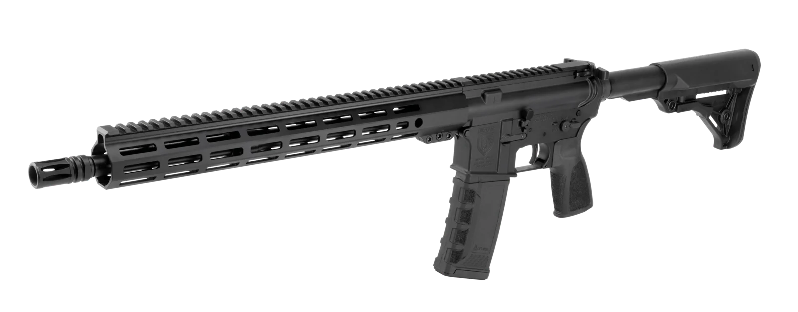 One Horse Express 16-inch 5.56 AR-15 with Atrius forced reset selector, left three-quarter view