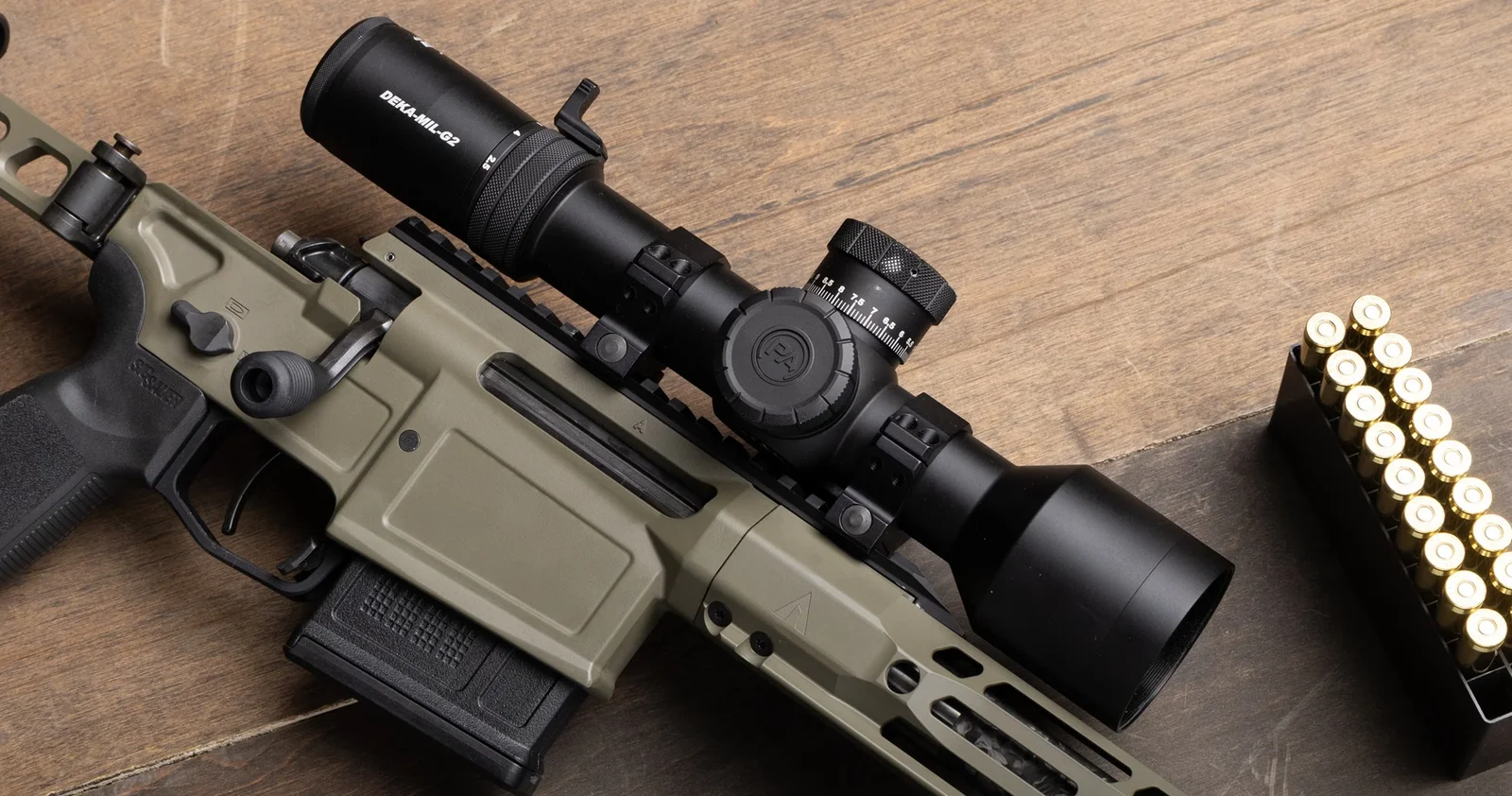 Primary Arms PLxC 2.5-20x48 scope mounted on a rifle