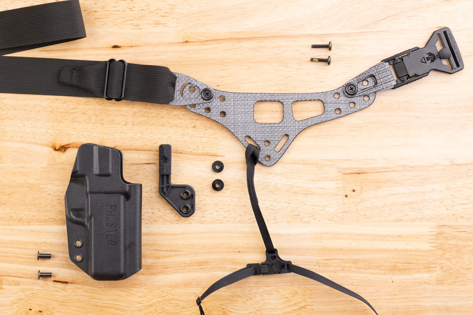 PHLster Enigma chassis faceplate with the holster shell and adjustment hardware