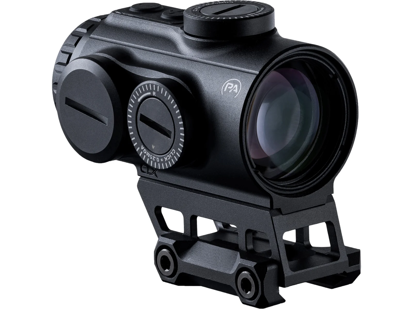 Primary Arms CLx 3x MicroPrism scope with black finish and CLx branding visible on the side, three-quarter view
