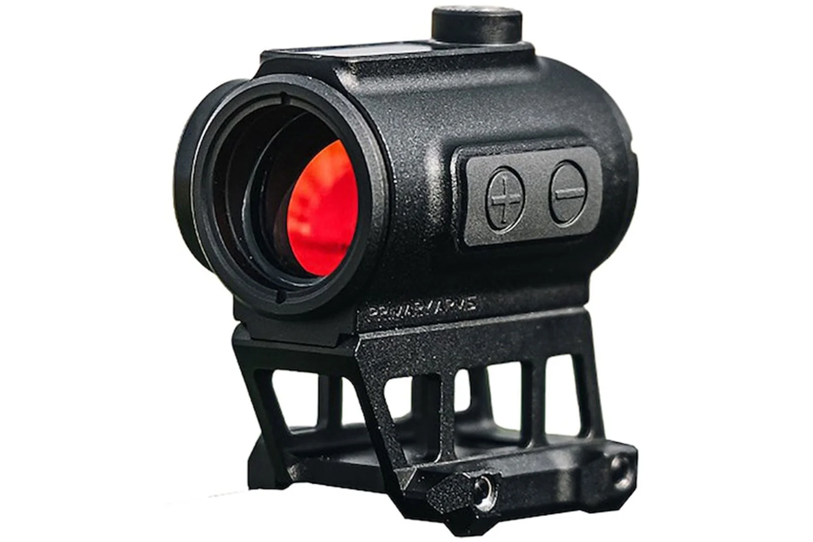 Primary Arms CLx RD-23 compact push-button red dot sight mounted on a skeletonized riser mount
