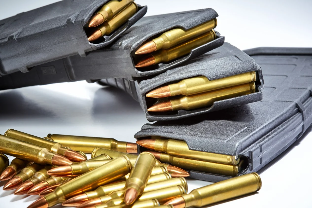 Rifle magazines and ammunition laid out for the range