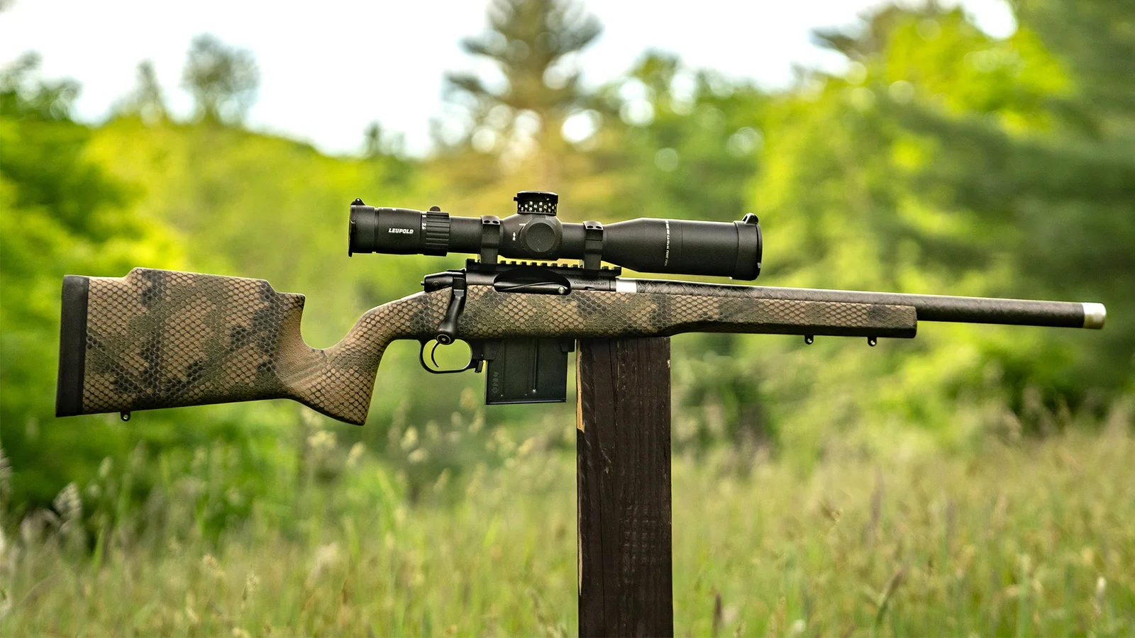 PROOF Research Elevation MTR bolt-action rifle with carbon fiber barrel and camouflage stock