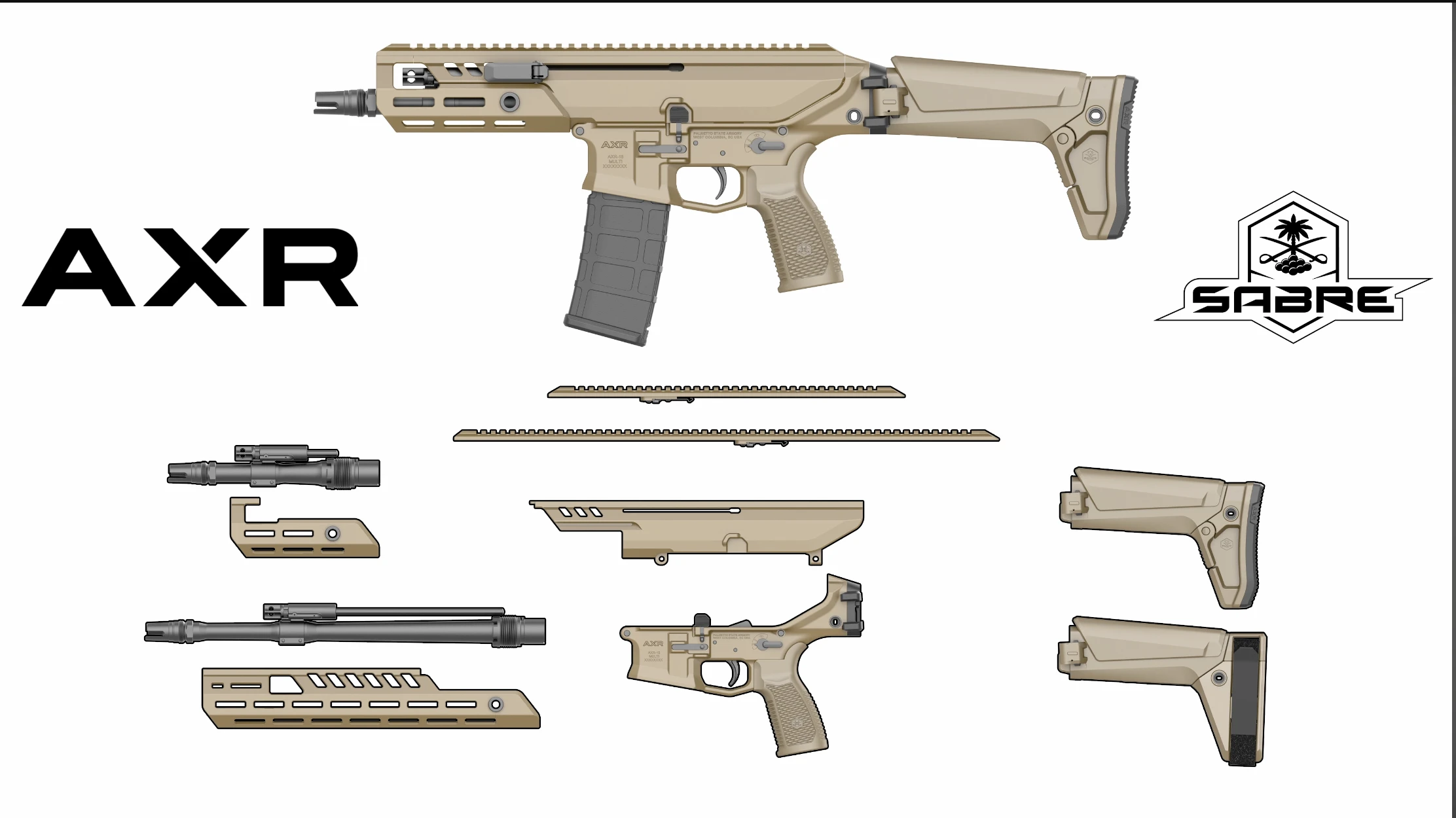 PSA AXR modular system breakdown showing interchangeable components