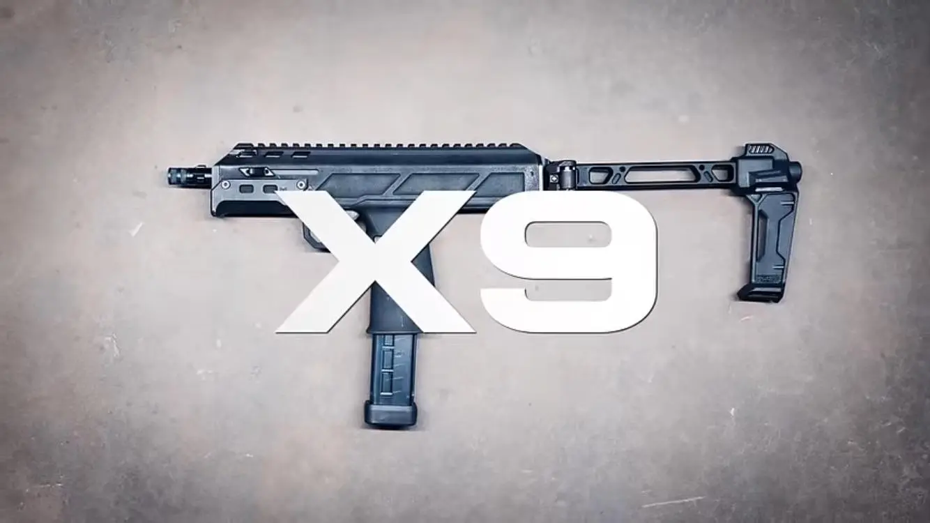 PSA X9 delayed-blowback 9mm PDW with folding stock extended