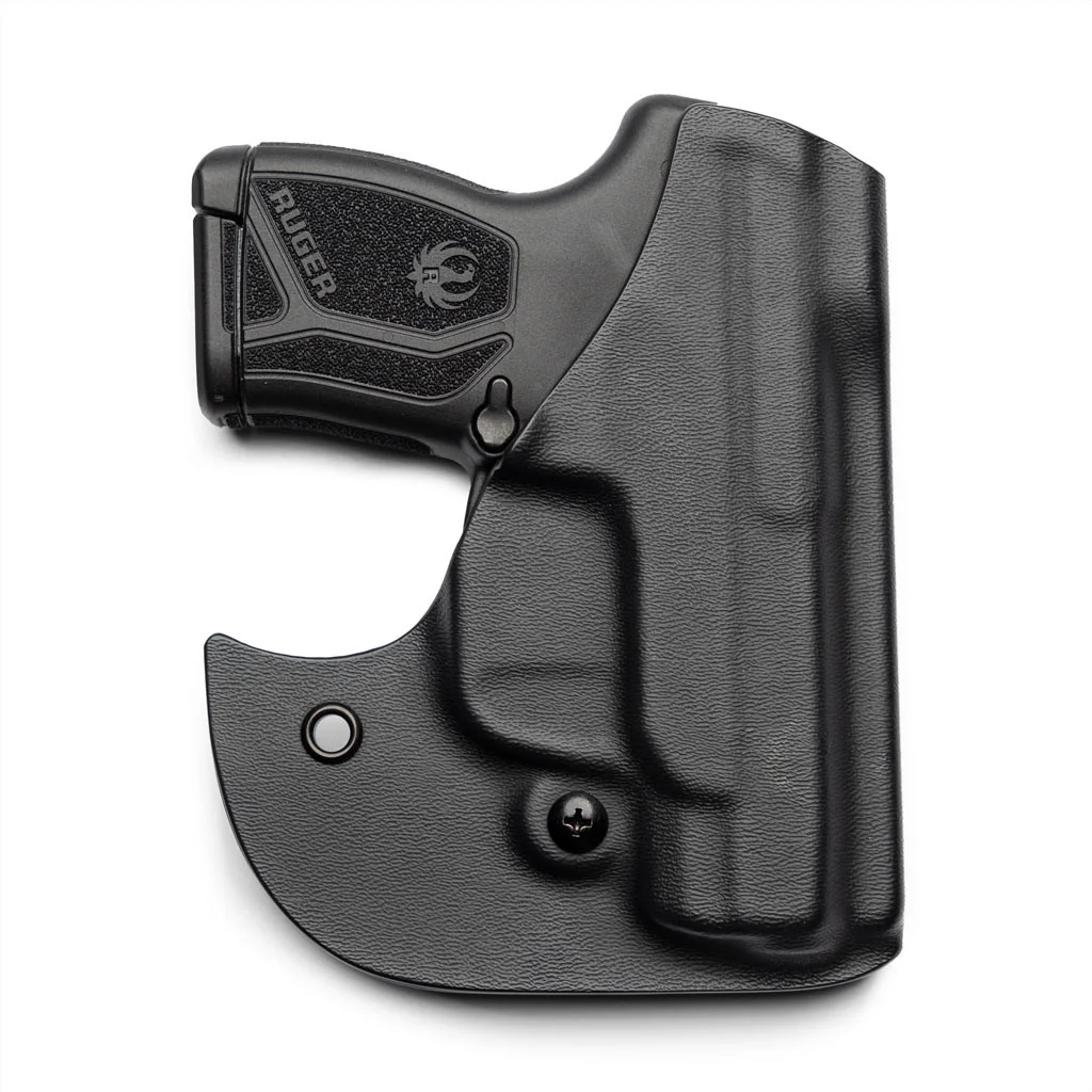 Ruger LCP MAX seated in a black Kydex pocket holster that fully shrouds the trigger guard, grip visible with the Ruger logo