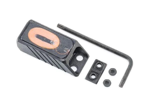 Ruger ReadyDot optic with its included mounting hardware: recoil lugs, screws, and the install wrench laid out on a white background