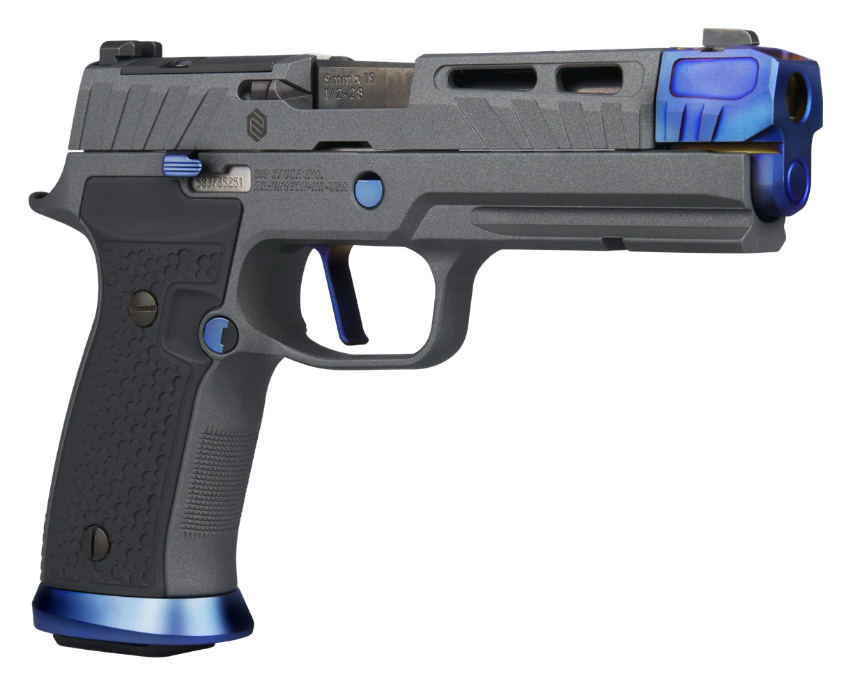 SIG M17-SOF coyote 9mm pistol with ROMEO-M17 optic, threaded barrel, and Brouwer M1811 grip module
